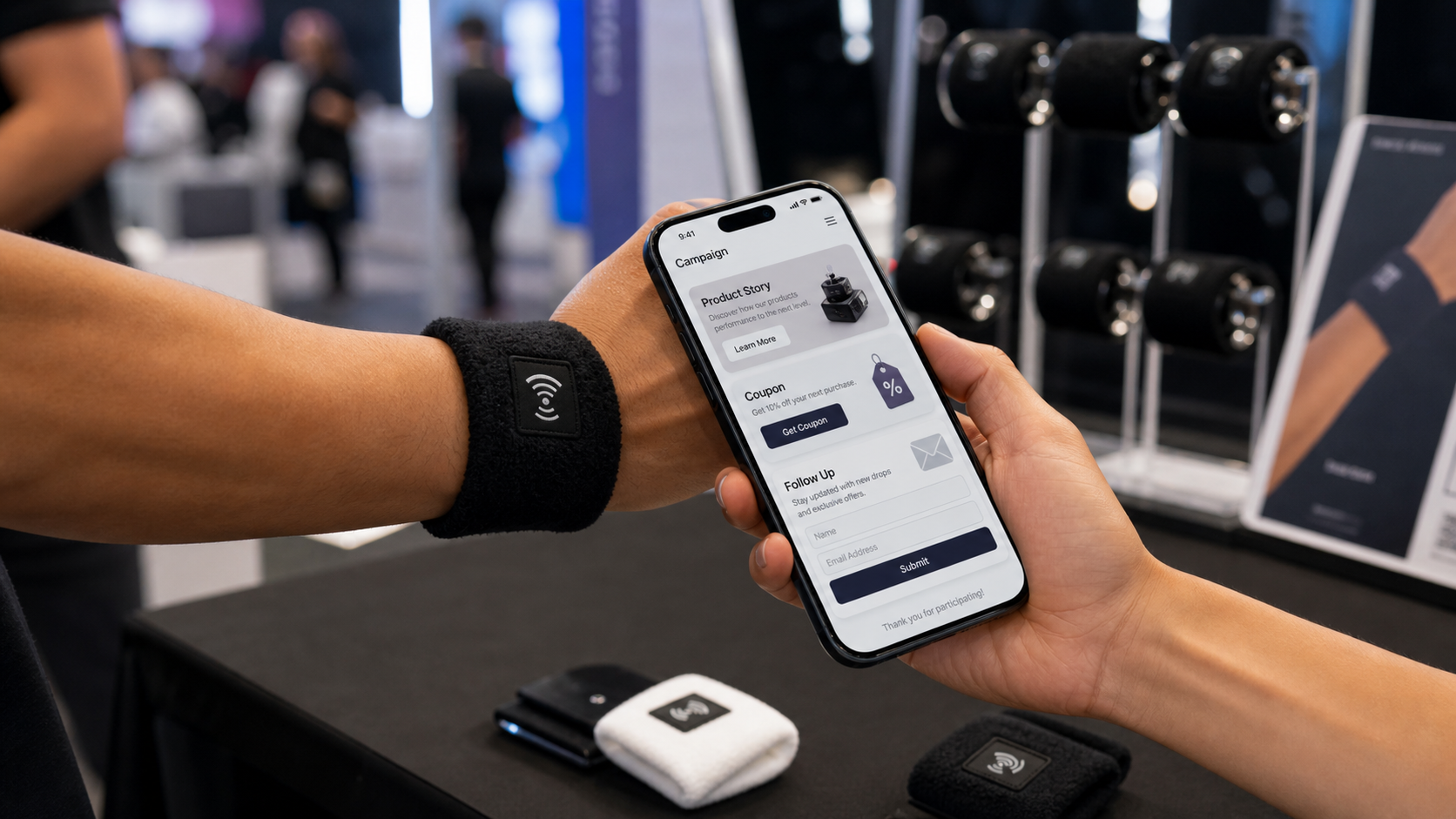 NFC wristband used for brand activation at a trade show